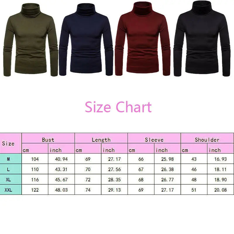 Turtleneck Casual Thermal Long Sleeve Slim Fit Jumper