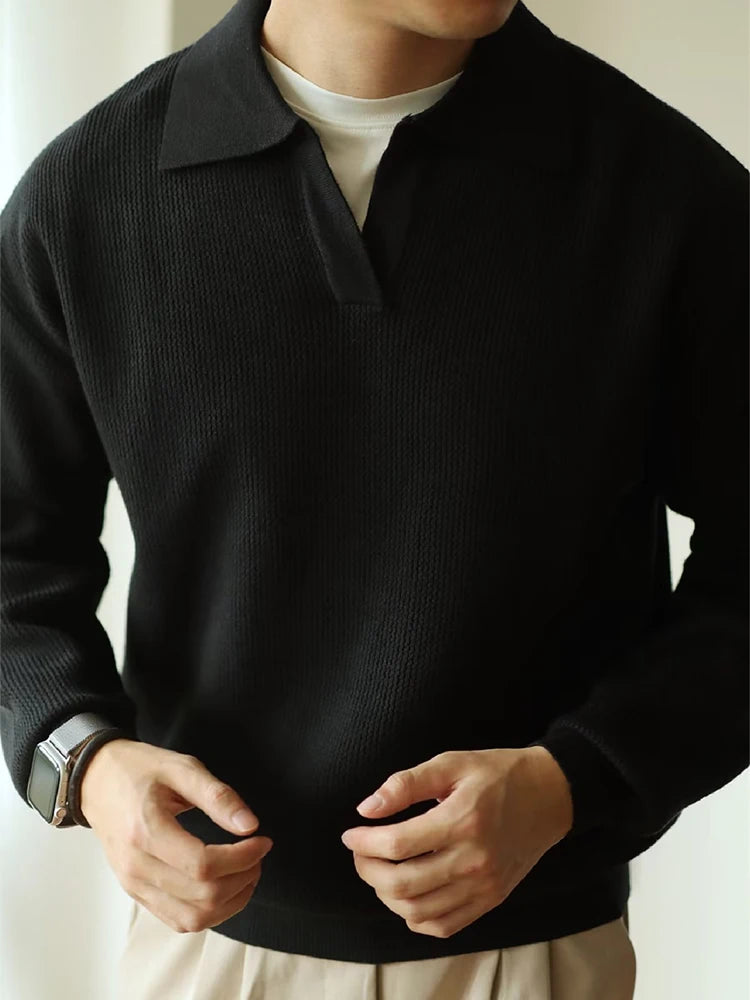 Knitted Long Sleeve Polo Shirt