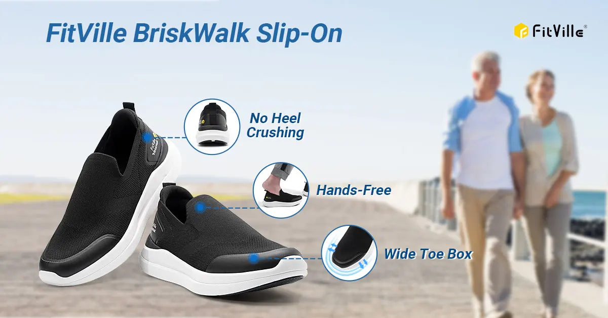 FitVille Walking Shoes Extra Wide Plantar Fasciitis Shoes Lightweight for Swollen Feet Orthopedic Foot Pain Relief