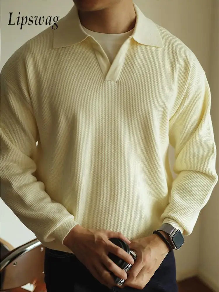 Knitted Long Sleeve Polo Shirt