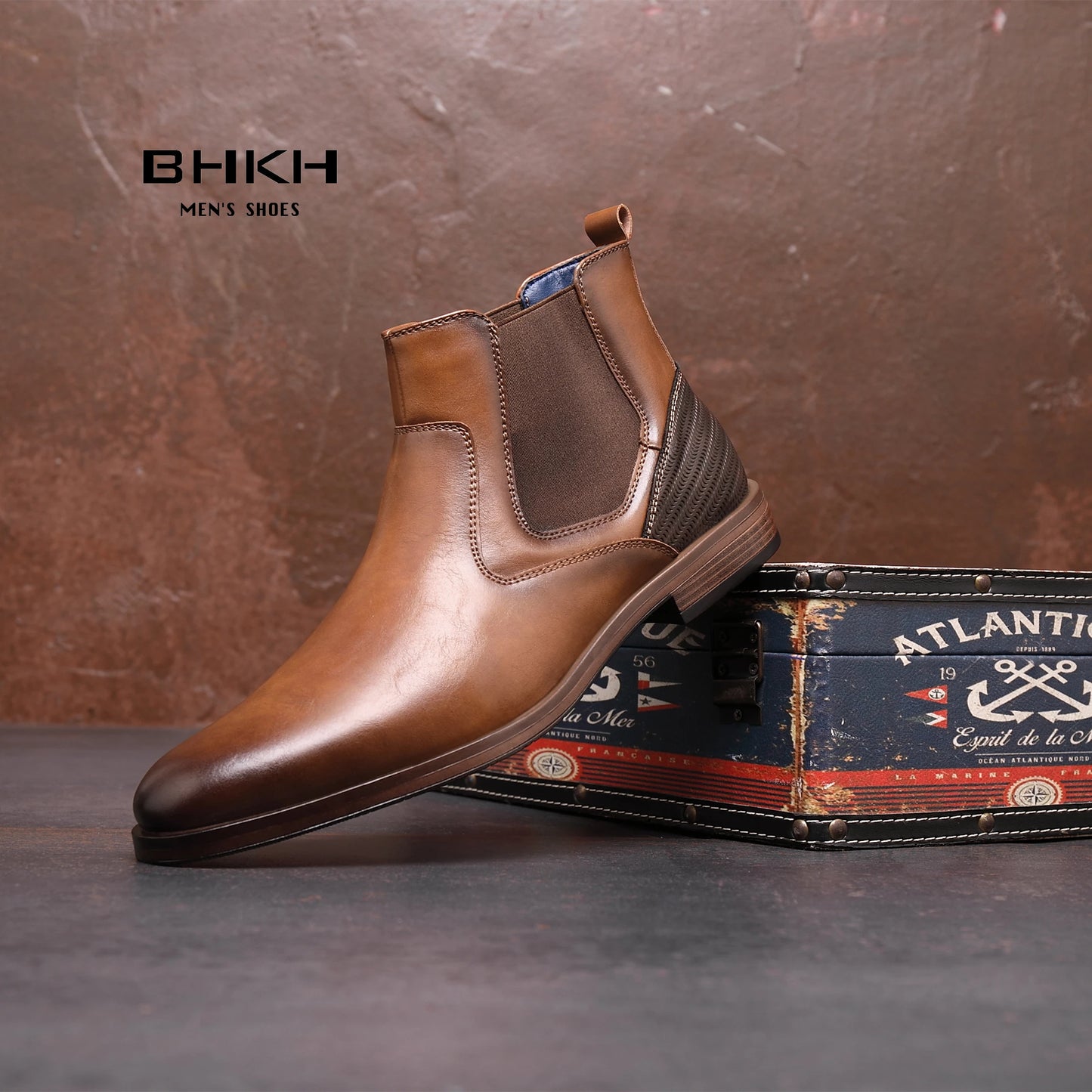 BHKH Chelsea Soft Leather Elastic Strap Ankle Boots