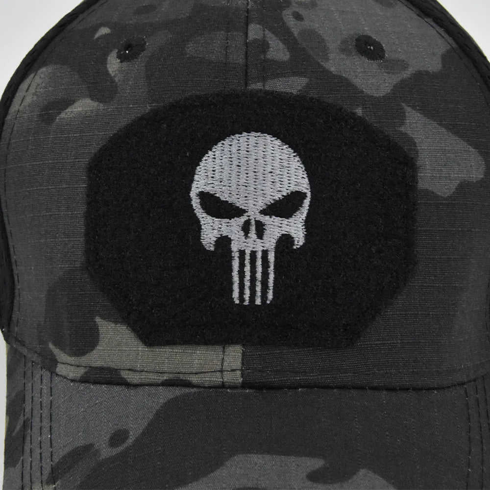 Skull Print Snapback Cap