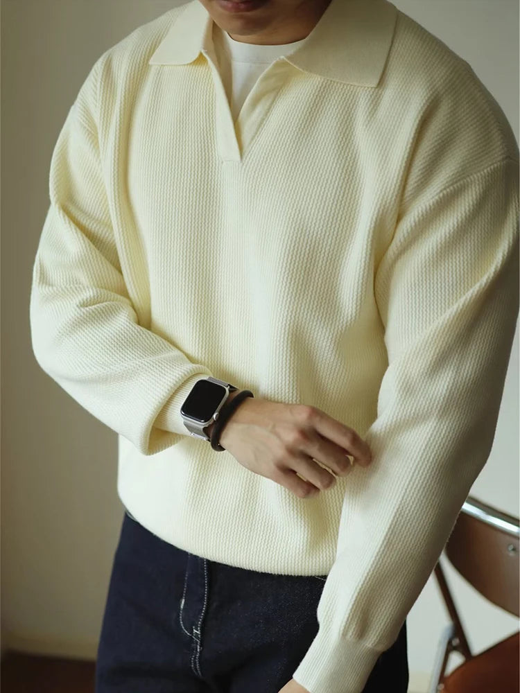 Knitted Long Sleeve Polo Shirt