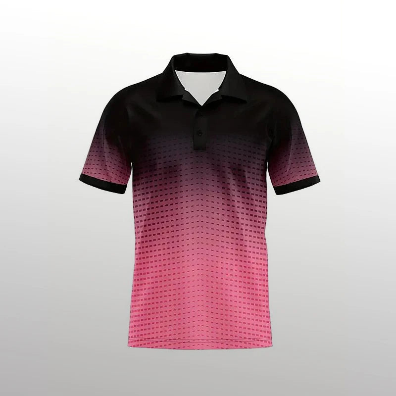 Breathable Ombre Golf Polo Stretch-Fit Short Sleeve Shirt with Button Details