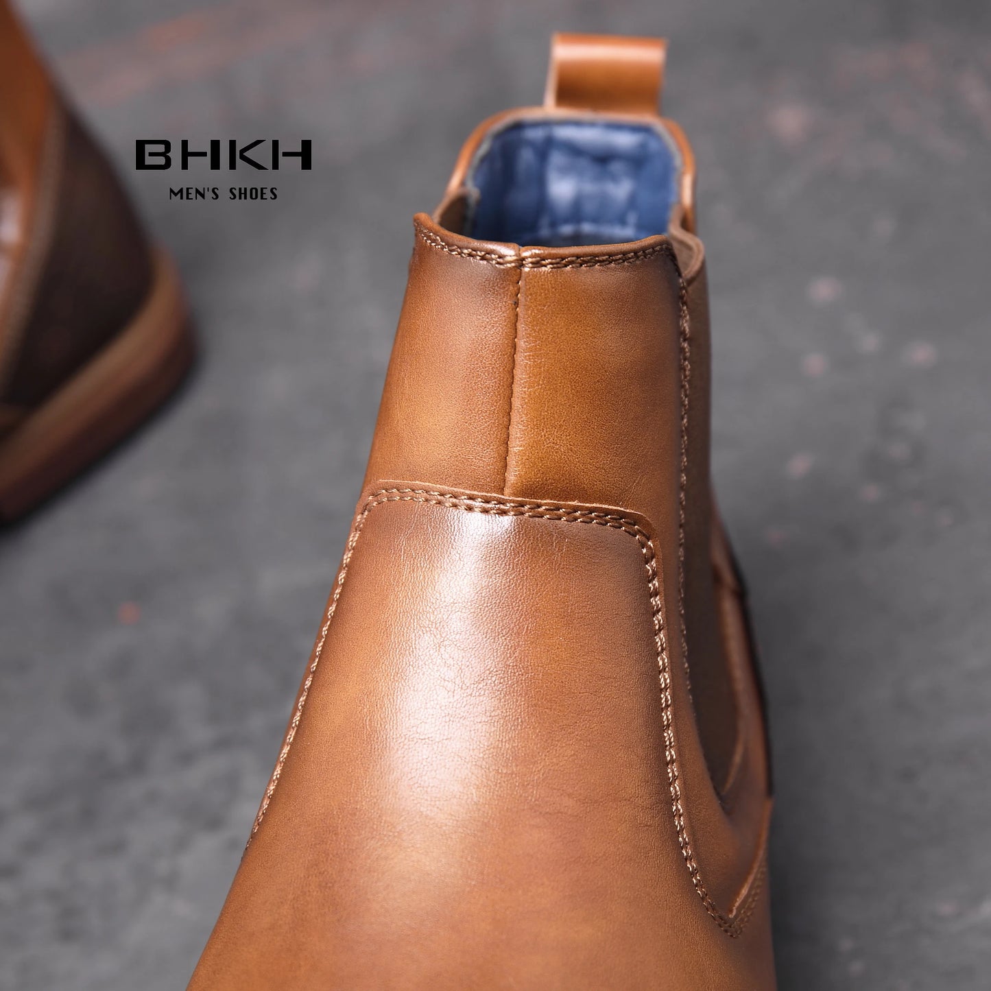 BHKH Chelsea Soft Leather Elastic Strap Ankle Boots