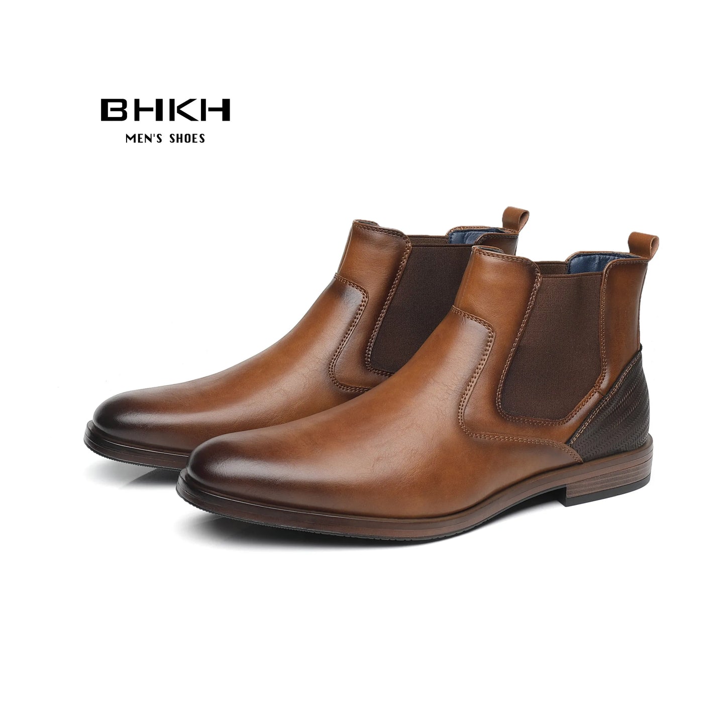 BHKH Chelsea Soft Leather Elastic Strap Ankle Boots