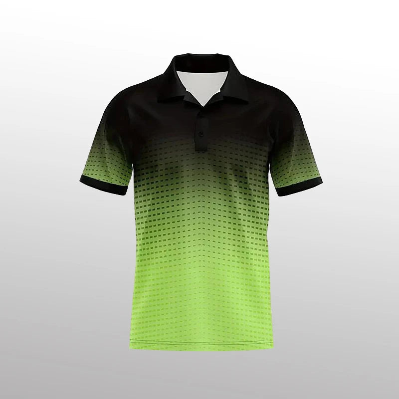 Breathable Ombre Golf Polo Stretch-Fit Short Sleeve Shirt with Button Details