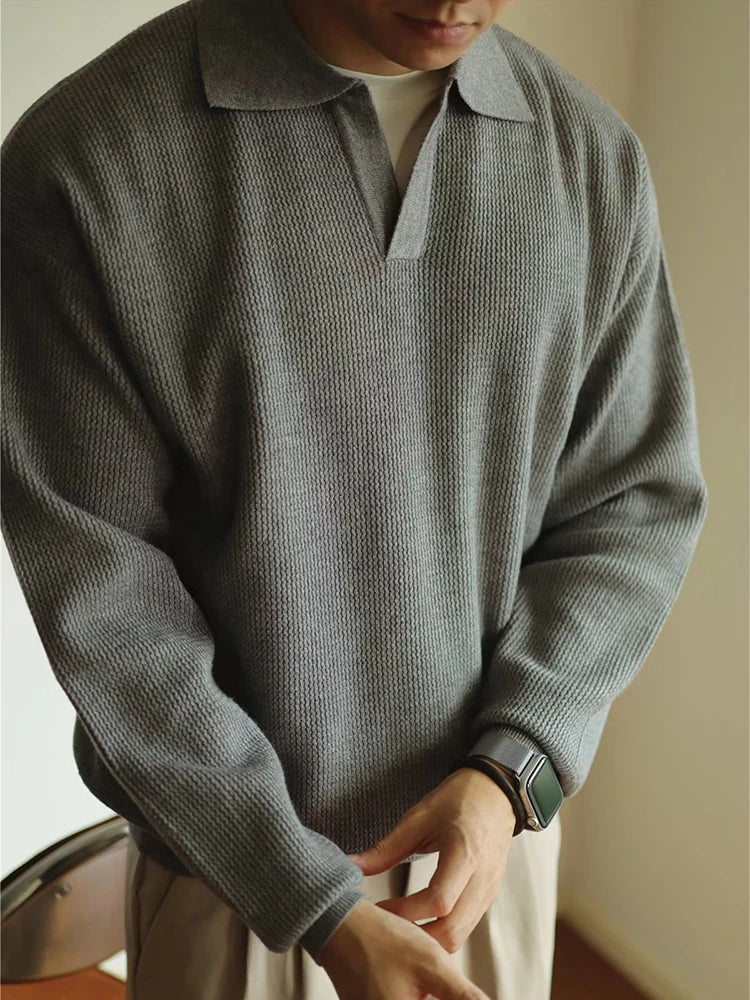 Knitted Long Sleeve Polo Shirt