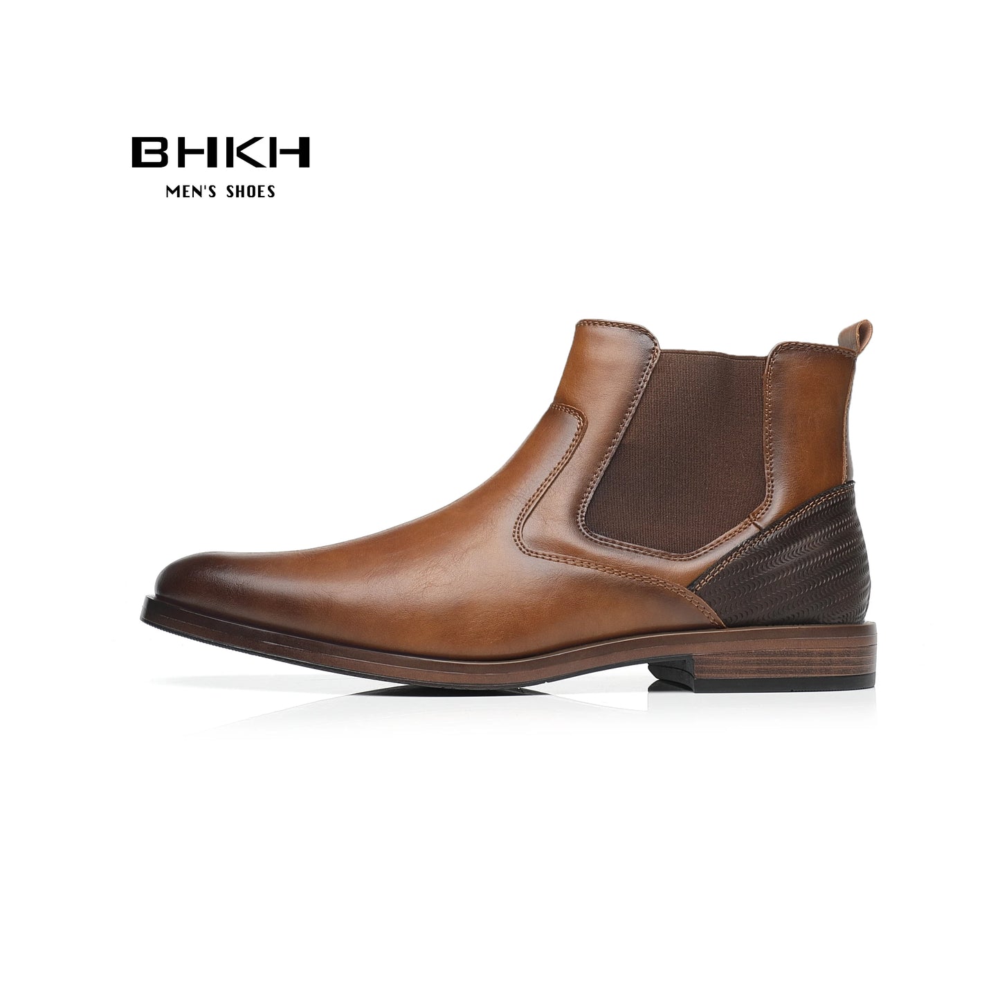 BHKH Chelsea Soft Leather Elastic Strap Ankle Boots